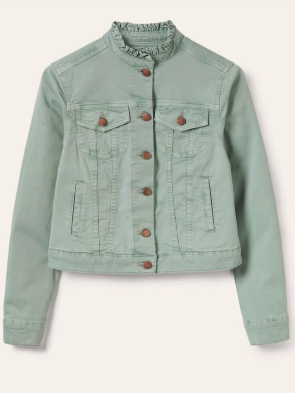 Boden Carla Ruffle Cropped Jacket, Green size 8